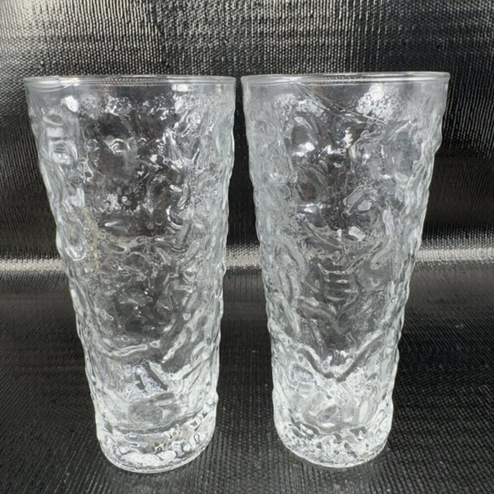Anchor Hocking Milano Clear Highball Tumbler Set 2 Glasses Cups Tumblers VTG